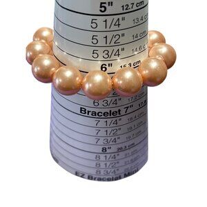 Vintage Chunky Pink Plastic Faux Pearl Beaded Stretchy Bracelet 6.25 inches